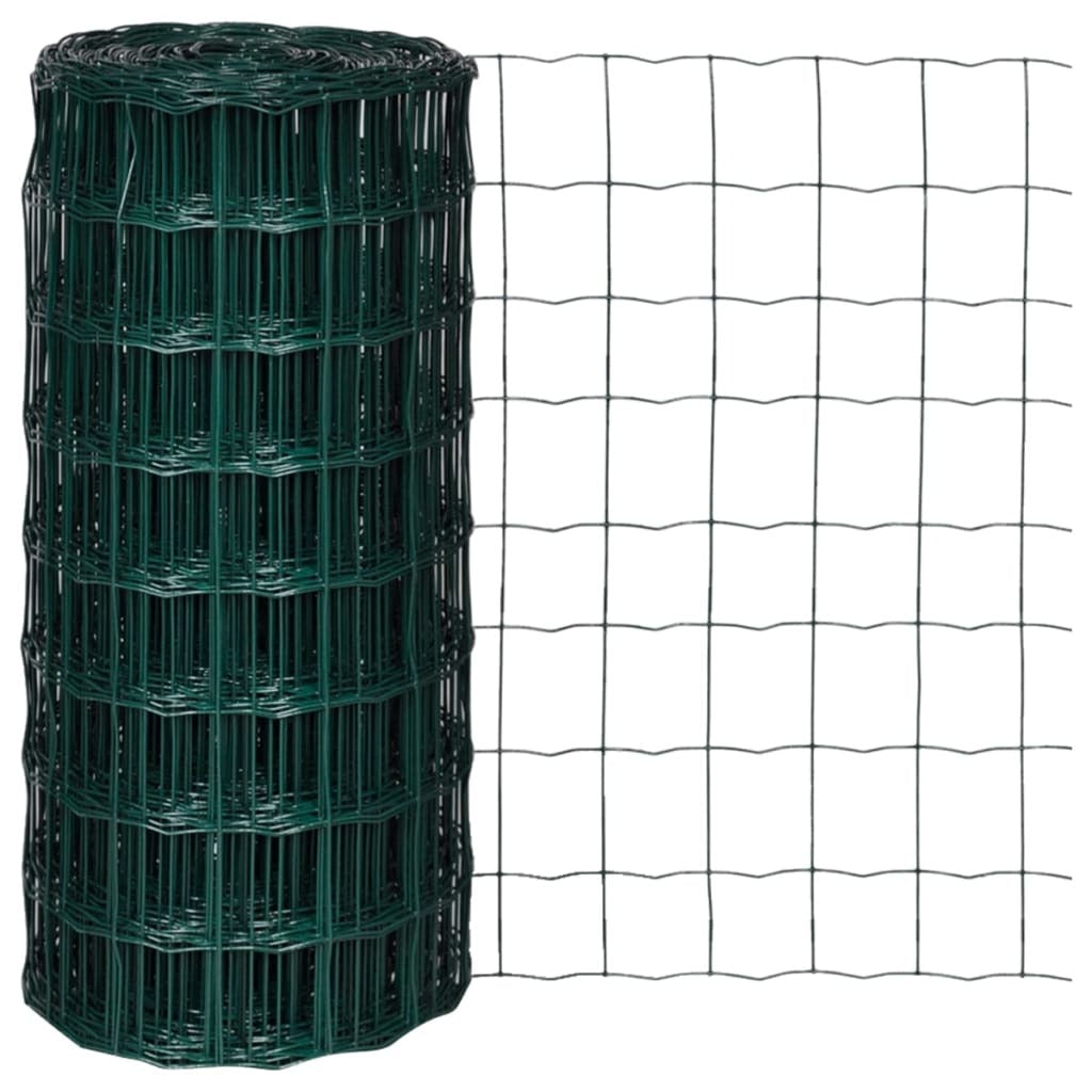 Euro Fence Steel Wire PVC Coated 25x0.8m Green Garden Mesh Panel Roll