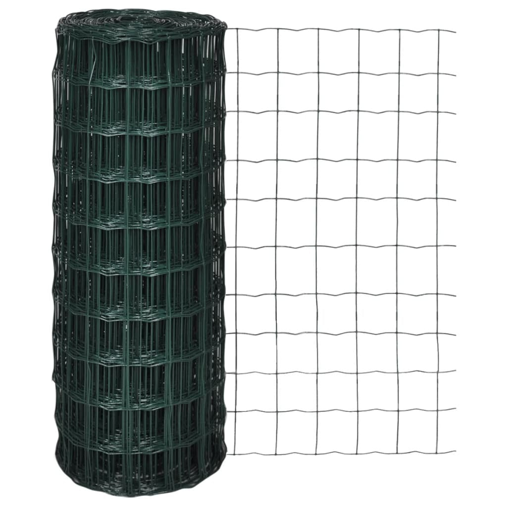 Euro Fence Steel Wire PVC Coated 25x1.0m Green Garden Mesh Panel Roll