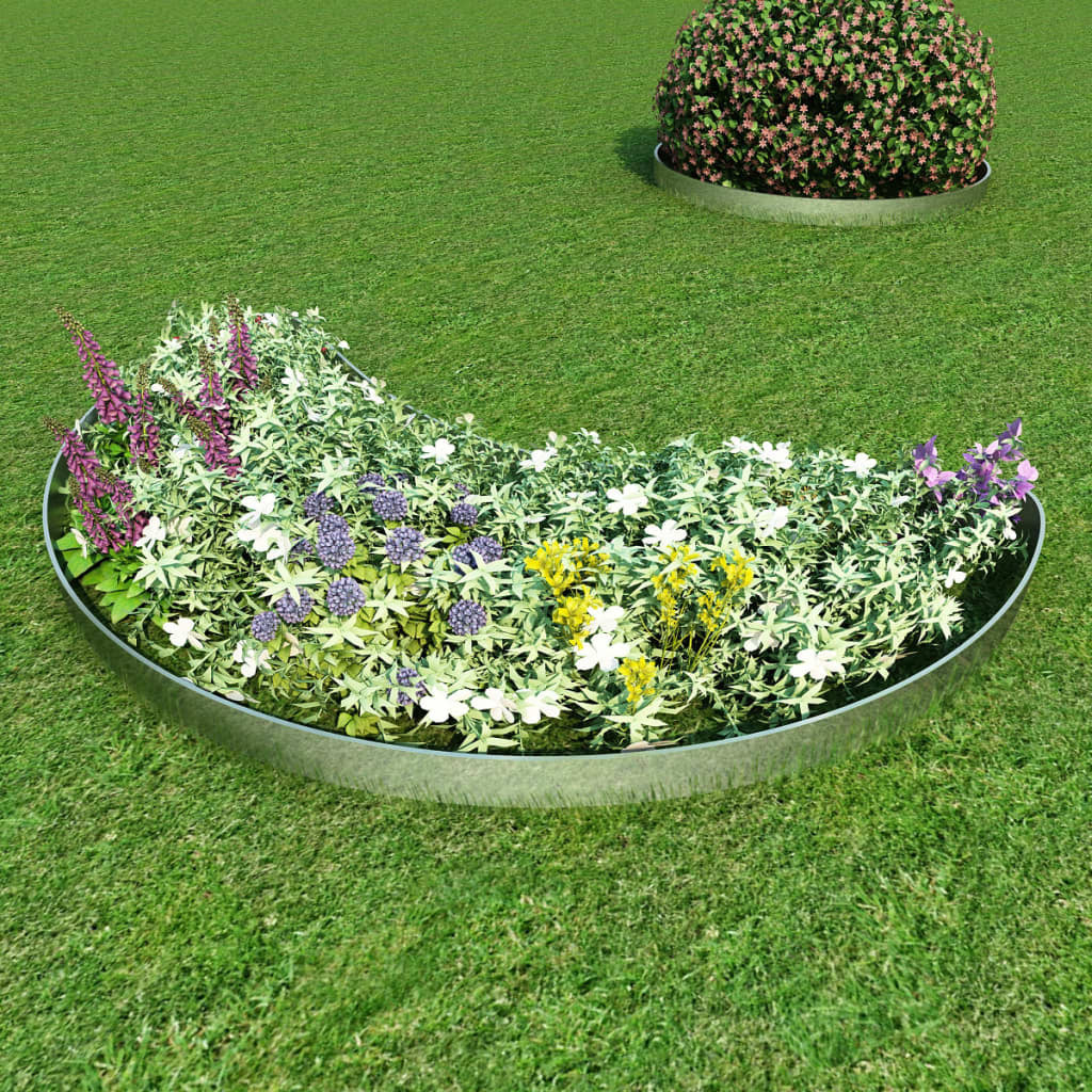 Set of 5 Flexible Lawn Fence Galvanised Steel 100 x 14 cm