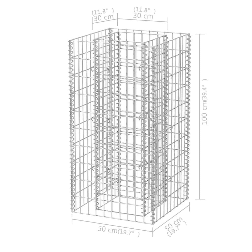 Gabion Raised Bed 50x50x100cm Galvanised Steel Garden Planter Basket Border