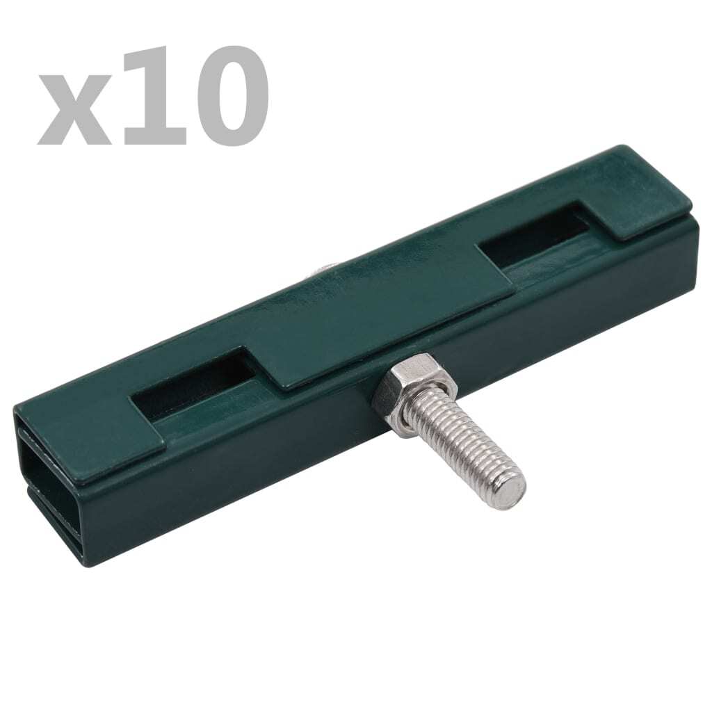 Garden U Mat Connector 10 Sets Green Galvanised Steel Mesh Panel Clip Fence