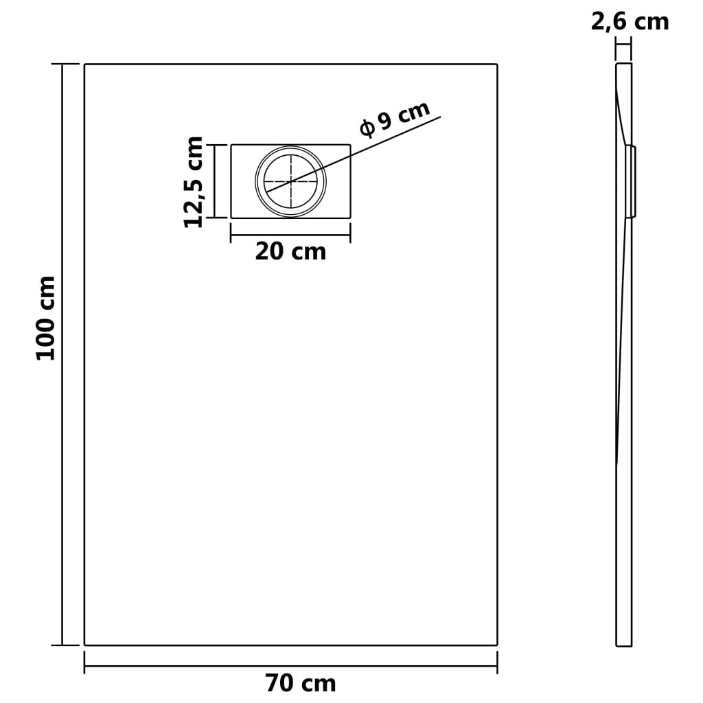 Bathroom Shower Base Tray 100x70cm White SMC Low Profile Anti Slip