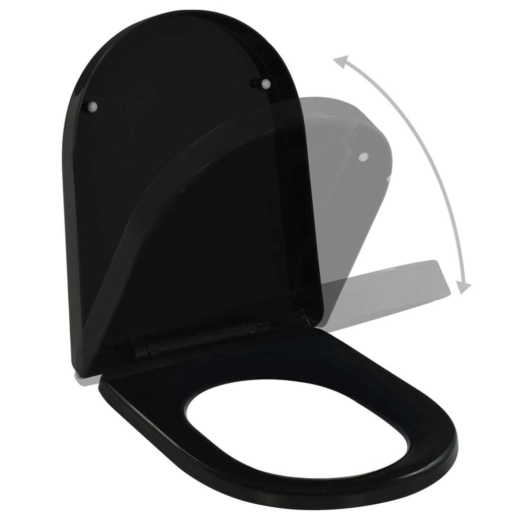 Soft Close Toilet Seat Quick Release Black Polypropylene Bathroom WC