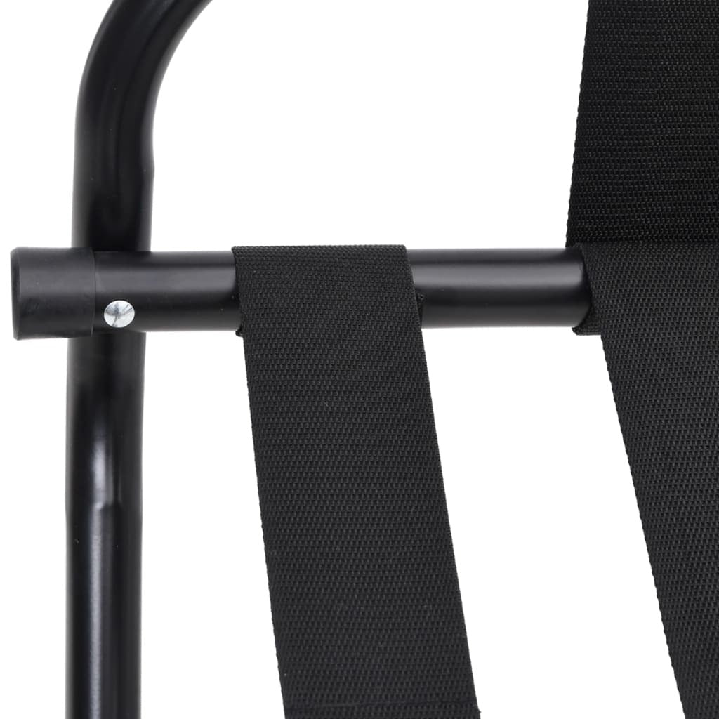 Luggage Rack with Backrest Steel Folding Hotel Suitcase Stand Holder Black