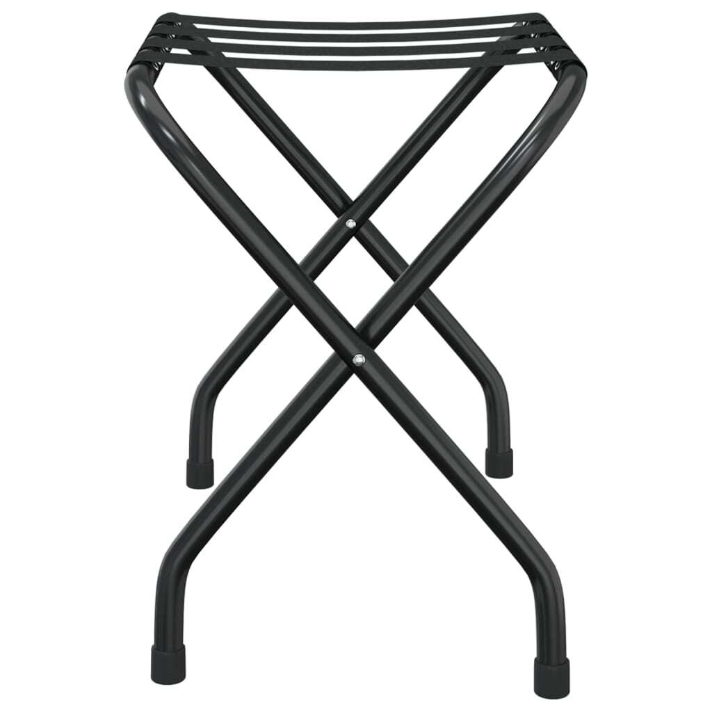 Luggage Rack Black 56x40x49cm Foldable Steel Frame Suitcase Stand Hotel