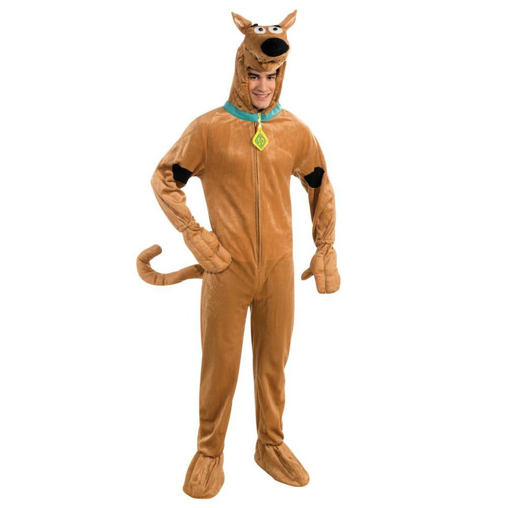 Scooby Doo Adult Costume Hooded Jumpsuit with Tail Paws Collar Shoe Covers