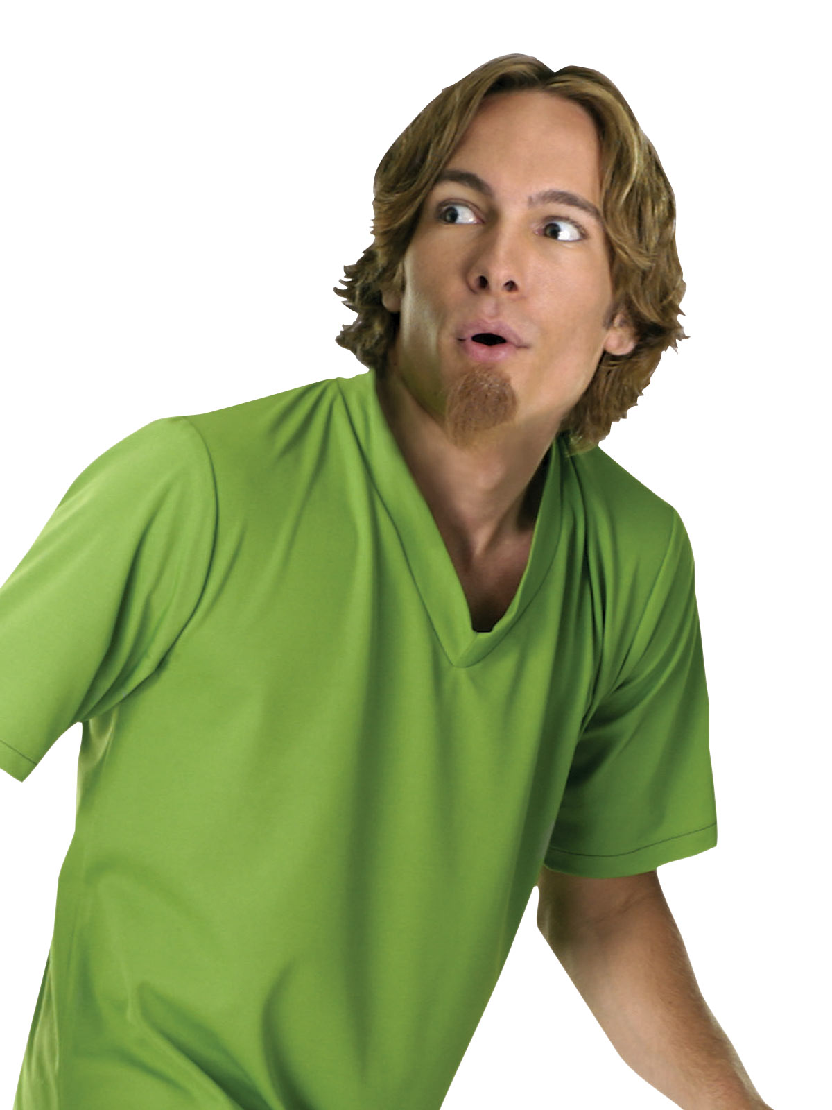 Shaggy Costume for Adults Green Top Brown Pants Goatee Fancy Dress Outfit