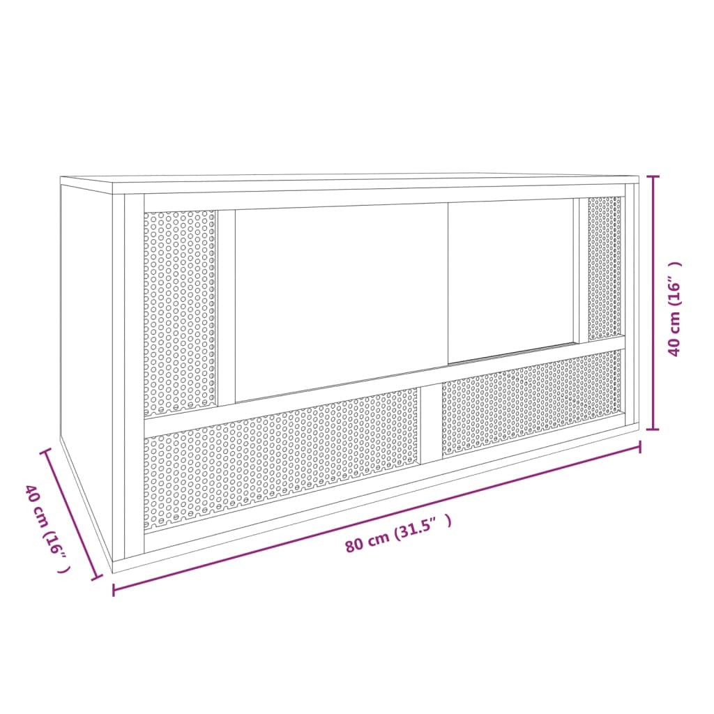 Terrarium 80x40x40cm Engineered Wood Glass Reptile Enclosure Cage Steel Vent