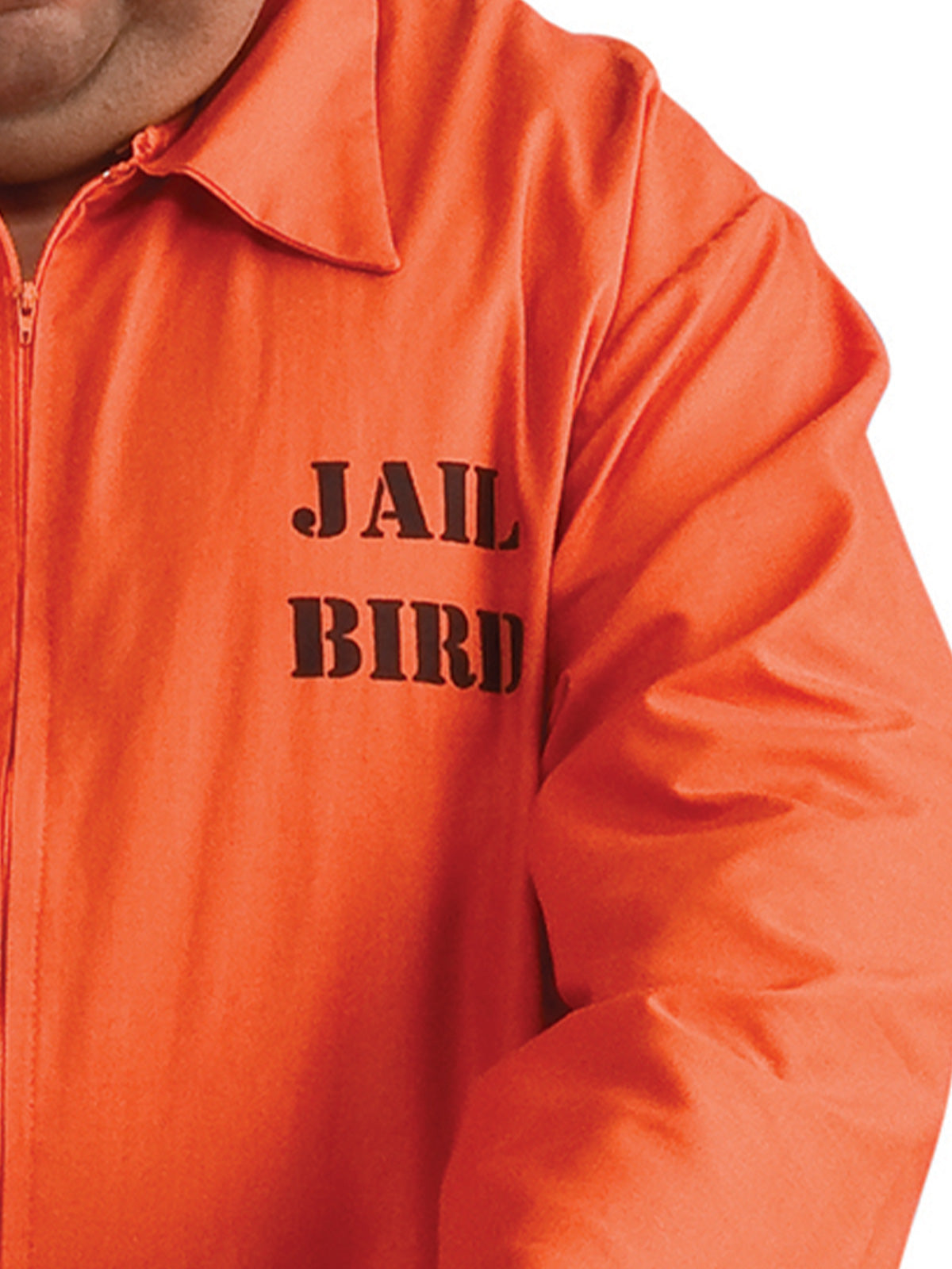 Prisoner Costume Orange Jumpsuit with Jailbird Print For Adult