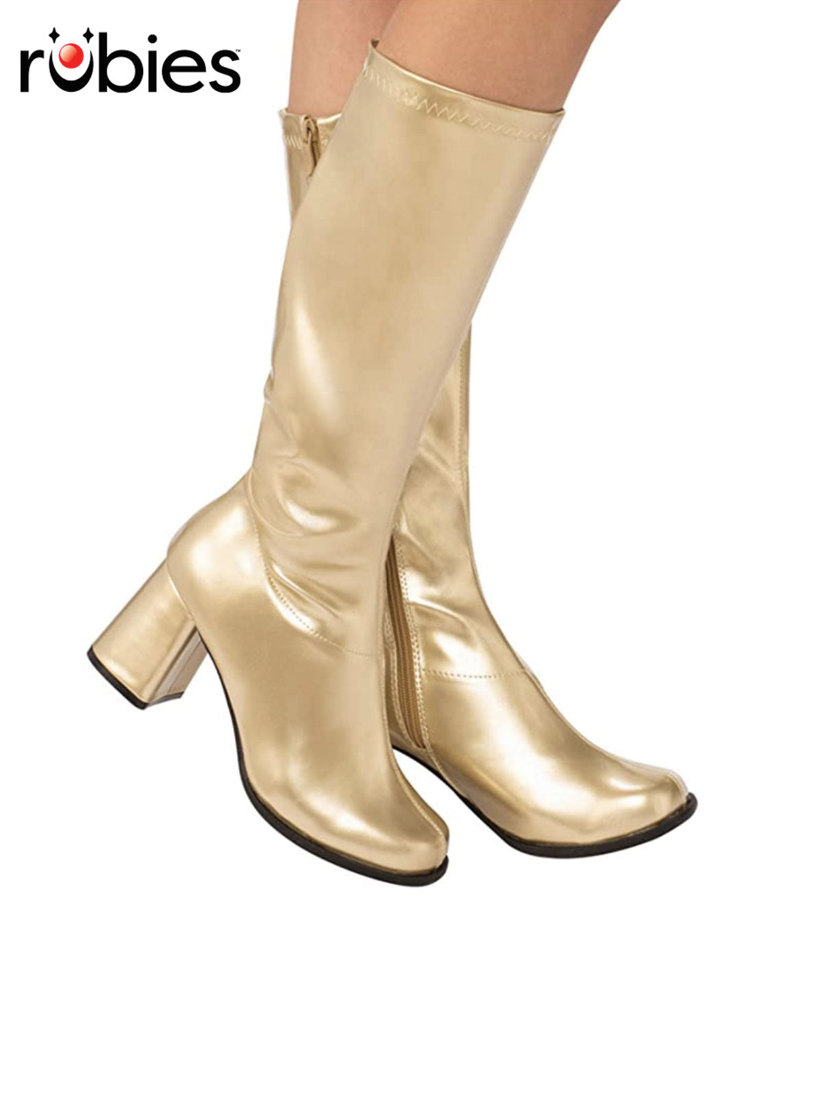 Gold Go Go Boots for Adults Knee High Vinyl 60s Costume Accessory