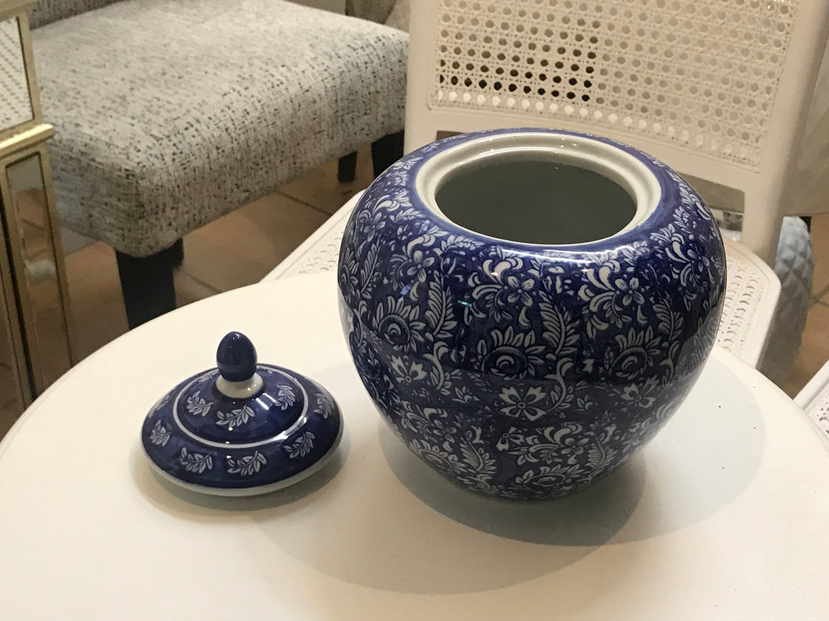 Blossom Ginger Jar Medium 25cm Blue and White Ceramic Floral Design