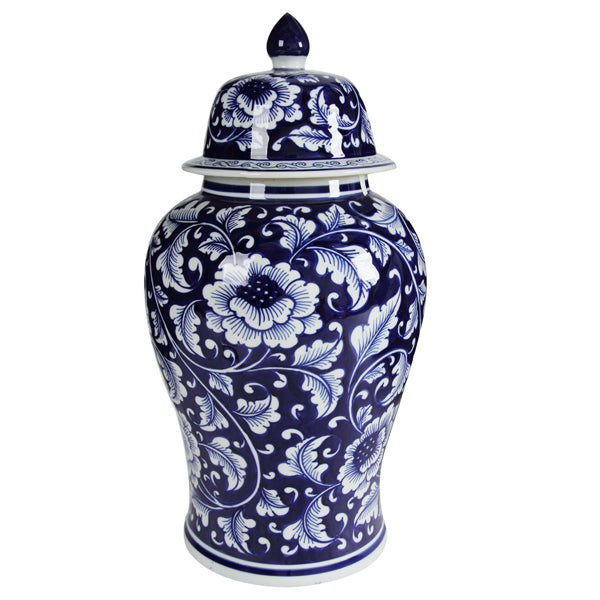 Tall Trellis Ginger Jar Blue and White Ceramic 45cm Bloom Design