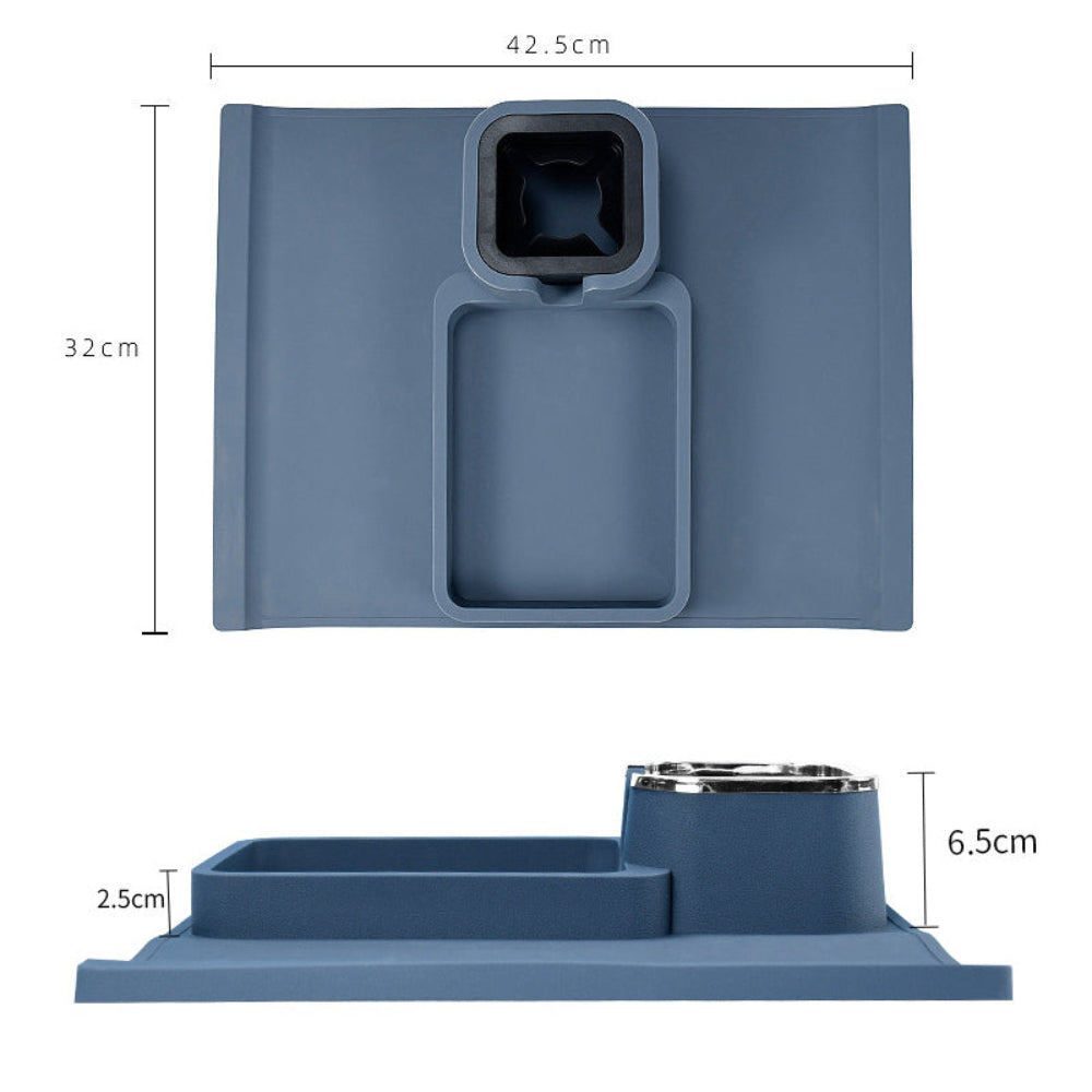 Removable Silicone Sofa Armrest Portable Cup Holder with Snack Tray