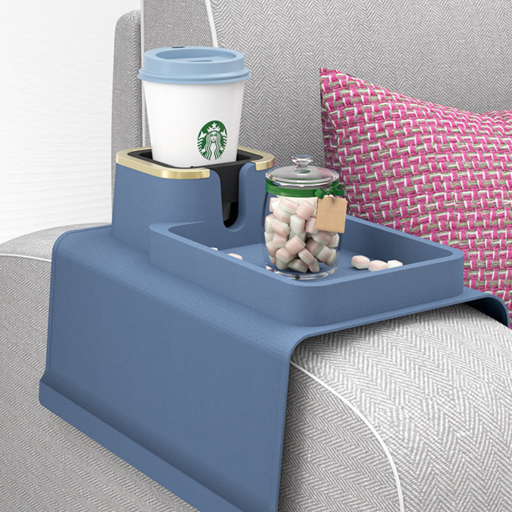 Removable Silicone Sofa Armrest Portable Cup Holder with Snack Tray