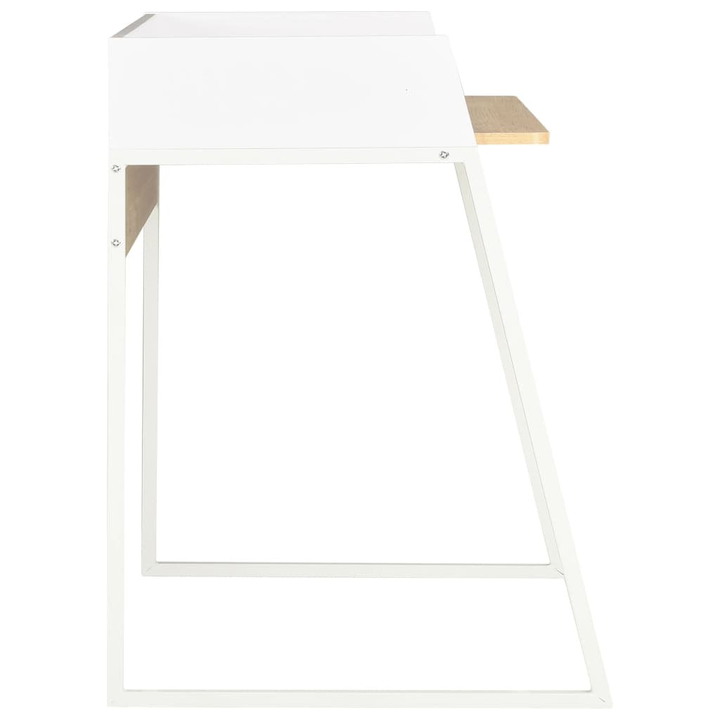 White Oak Desk with Raised Back Shelf 90x60x88cm Engineered Wood Home Office