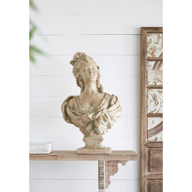 Young English Lady Bust Sculpture 64cm Weathered Finish Classic Decor