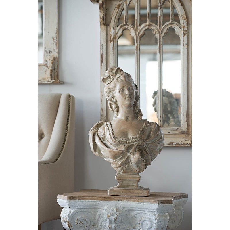 Young English Lady Bust Sculpture 64cm Weathered Finish Classic Decor
