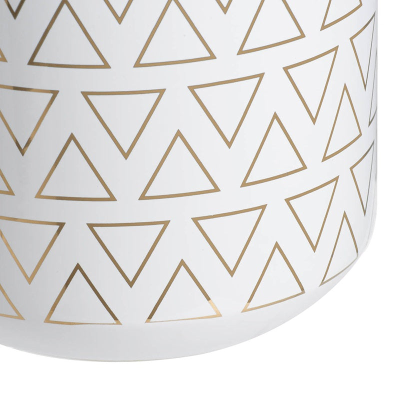 Geo Vase 20cm White Ceramic with Gold Trim Geometric Pattern Home Decor