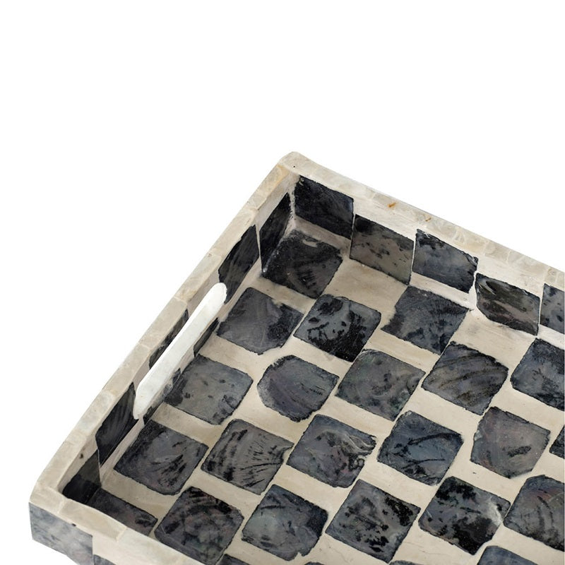 Black & White Serving Tray Rectangular 35.5x20.5cm With Handles