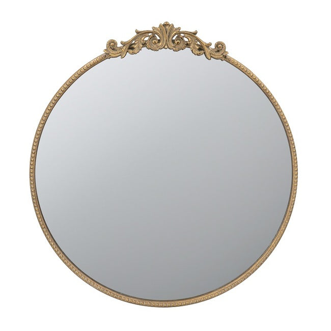 Baroque Gold Round Mirror 76. Elegance is embodied in this round mirror with a baroque inspired frame in a gold finish