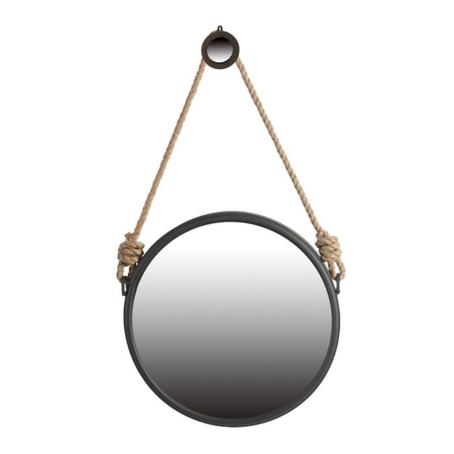 Cleveland Rope Strap Mottled Metal Mirror 50cm Hanging Wall Decor