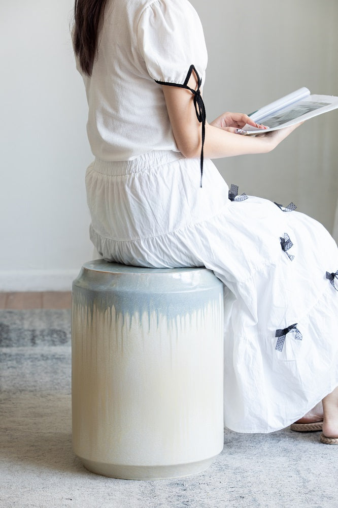Florence Reactive Glaze Ceramic 46 cm Stool Versatile Accent Seat