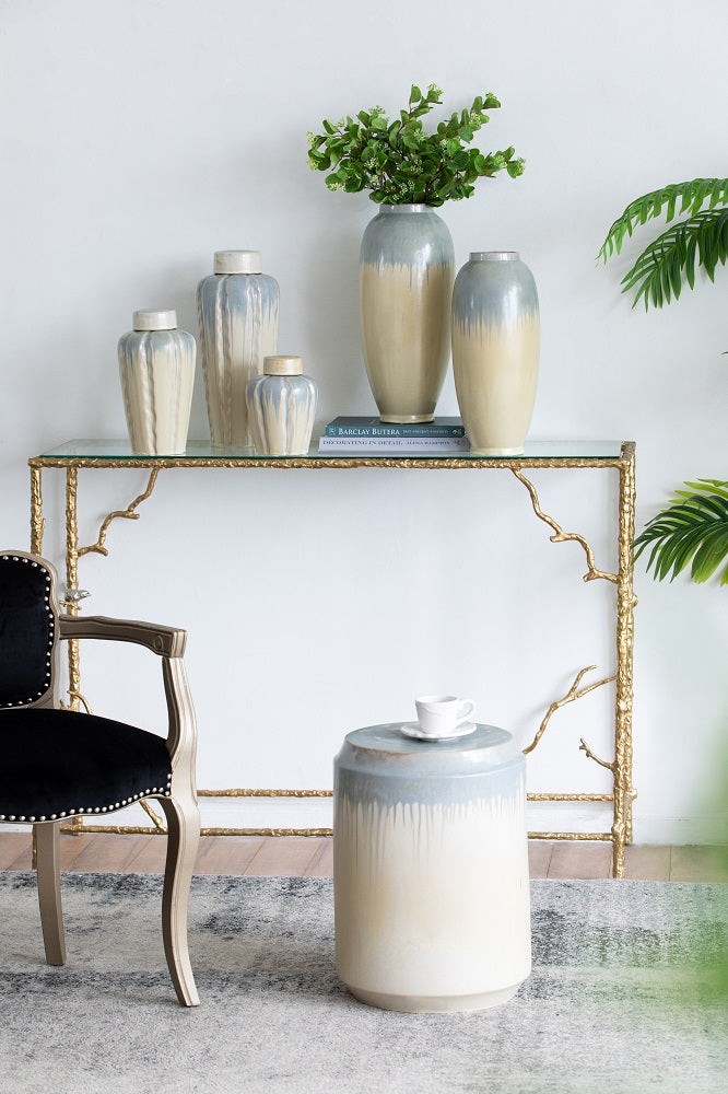 Florence Reactive Glaze Ceramic 46 cm Stool Versatile Accent Seat