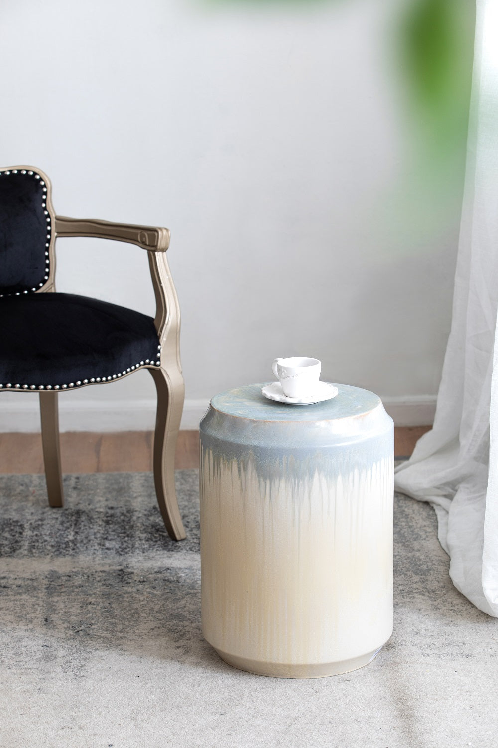 Florence Reactive Glaze Ceramic 46 cm Stool Versatile Accent Seat