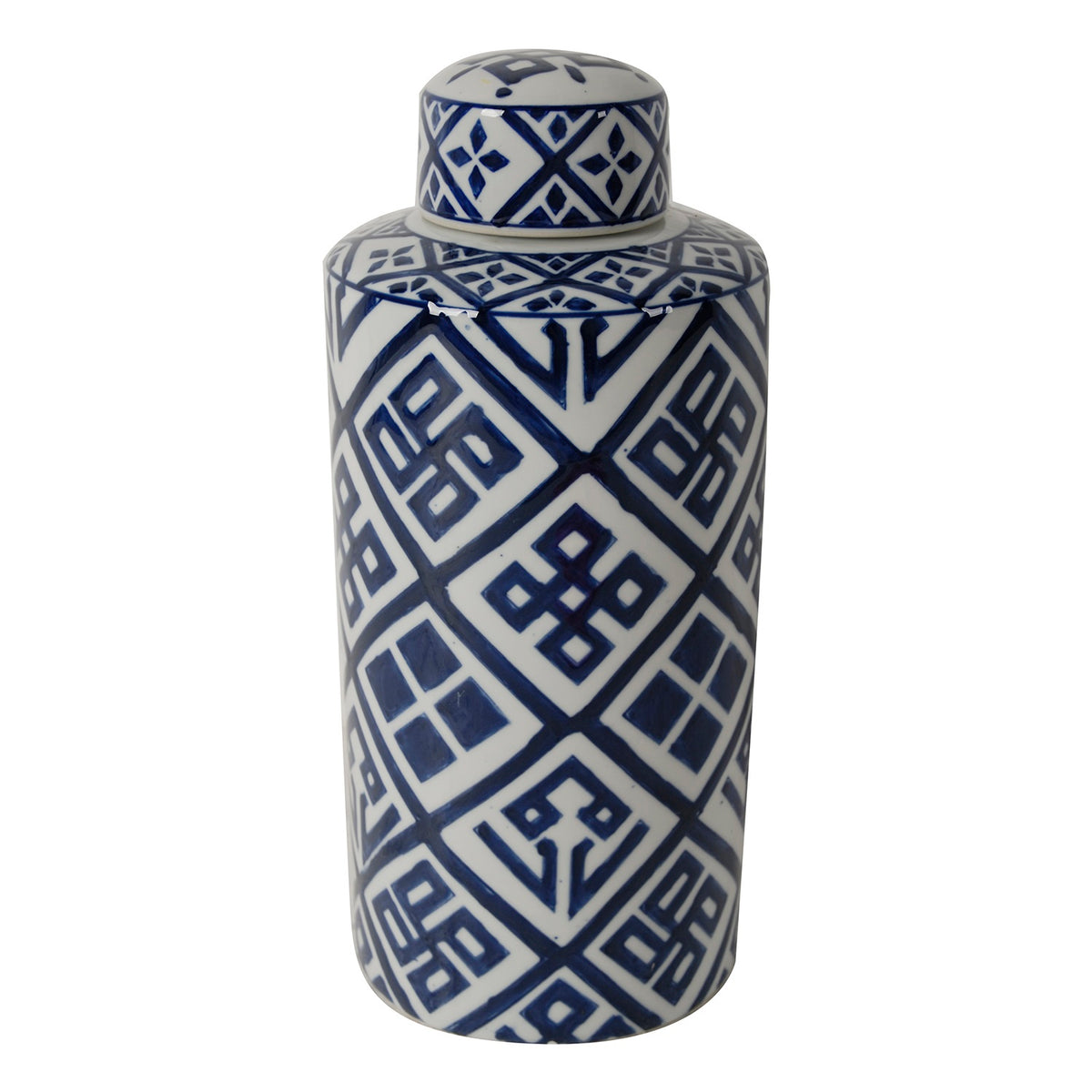 Valora Blue & White Porcelain Cylinder Jar 35 cm Classical Design