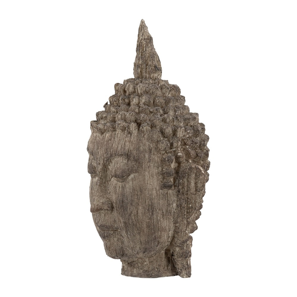 Buddha Head Sculpture Meditating Design and Antique Finish - 30 cm