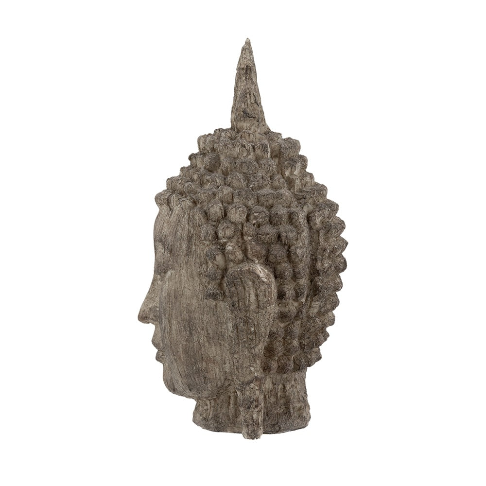 Buddha Head Sculpture Meditating Design and Antique Finish - 30 cm