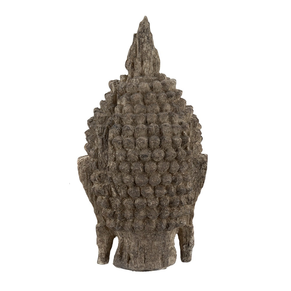 Buddha Head Sculpture Meditating Design and Antique Finish - 30 cm