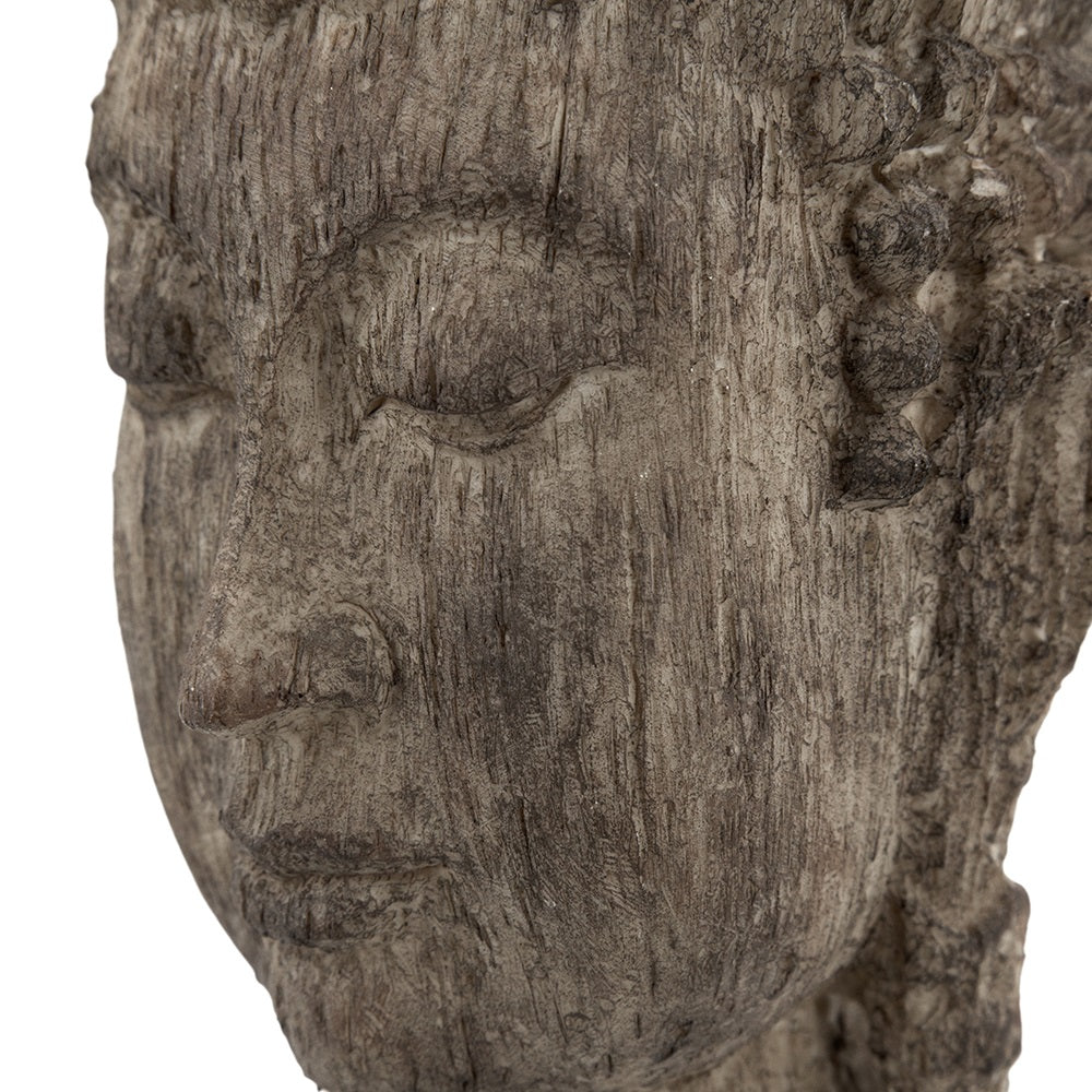 Buddha Head Sculpture Meditating Design and Antique Finish - 30 cm