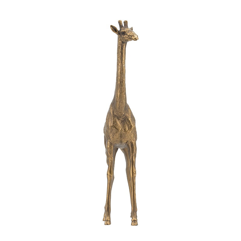 Giraffe Statue Polyresin Copper Finish Home Decor Accent - 29 cm