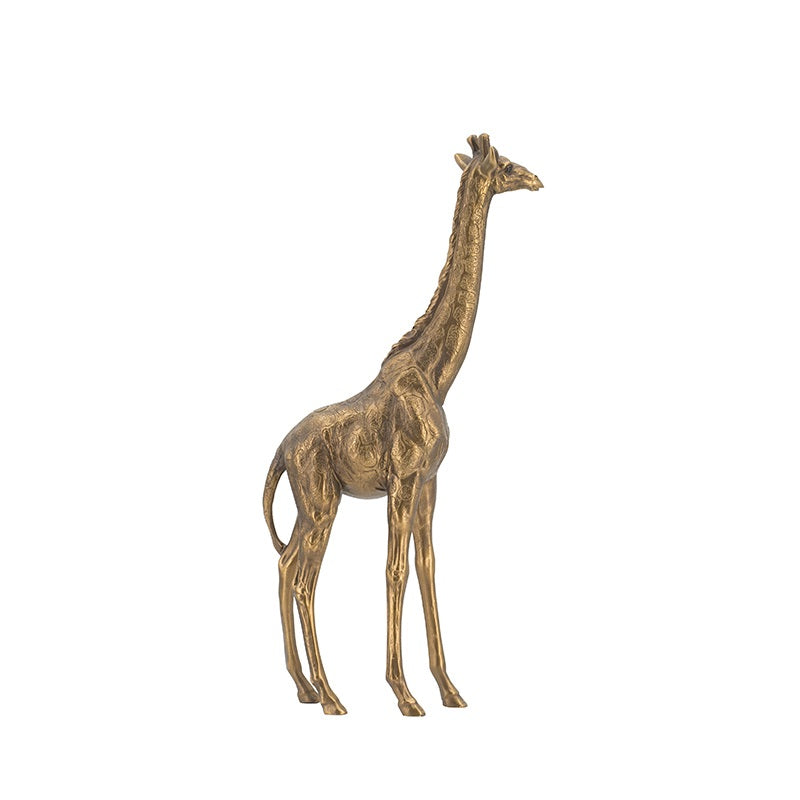 Giraffe Statue Polyresin Copper Finish Home Decor Accent - 29 cm