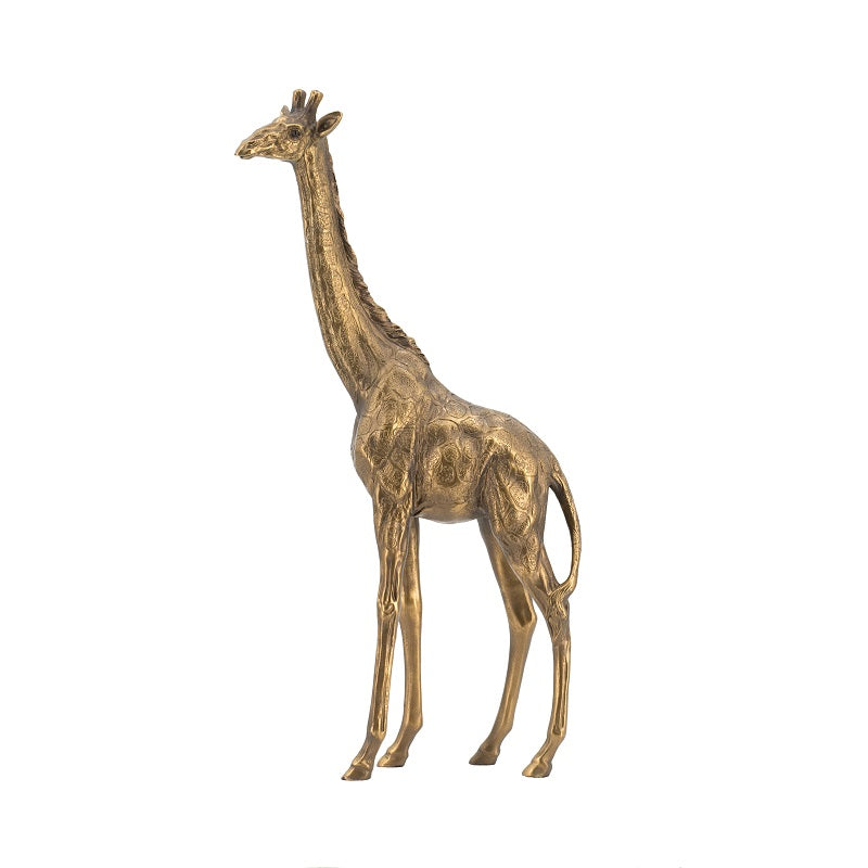 Giraffe Statue Polyresin Copper Finish Home Decor Accent - 29 cm