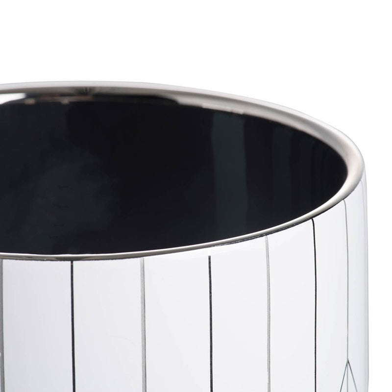 Geo Ceramic Planter Modern Diamond Pattern Cylindrical Pot - 16 cm