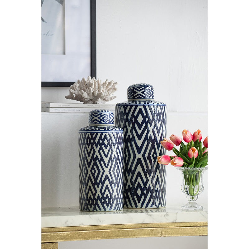 Carlyle Large Porcelain Lidded Jar Home Decorative Storage Container