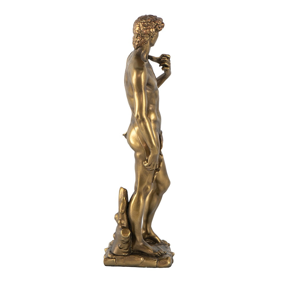 Golden David Polyresin Statue 35cm Decorative Sculpture for Home
