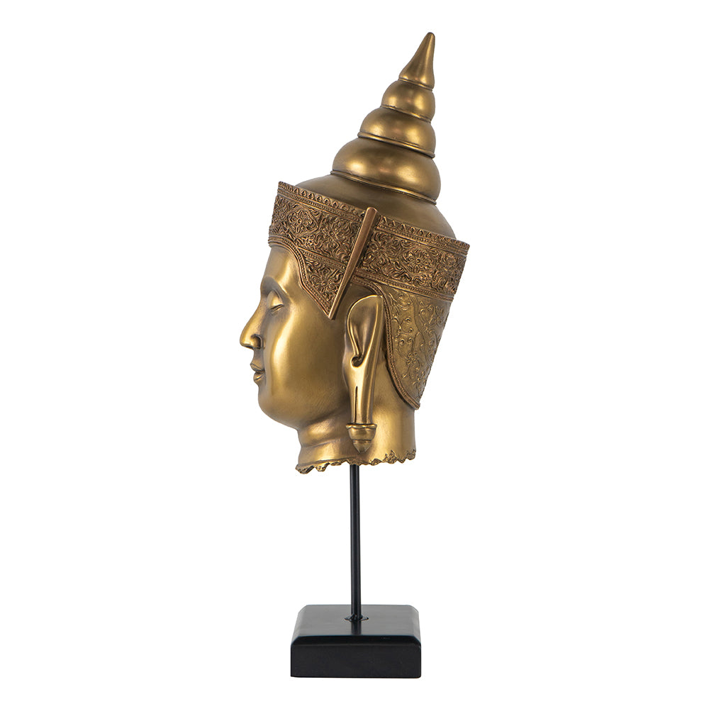 Buddha Statue Head on Stand 50cm Polyresin Decorative Accent for Home