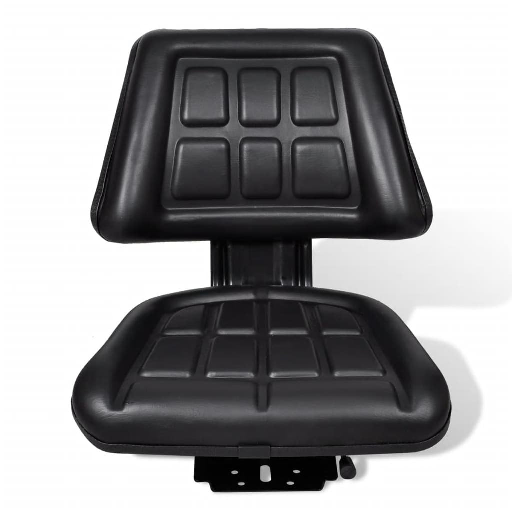 Tractor Seat with Backrest Black Padded Waterproof Adjustable Sliding Track