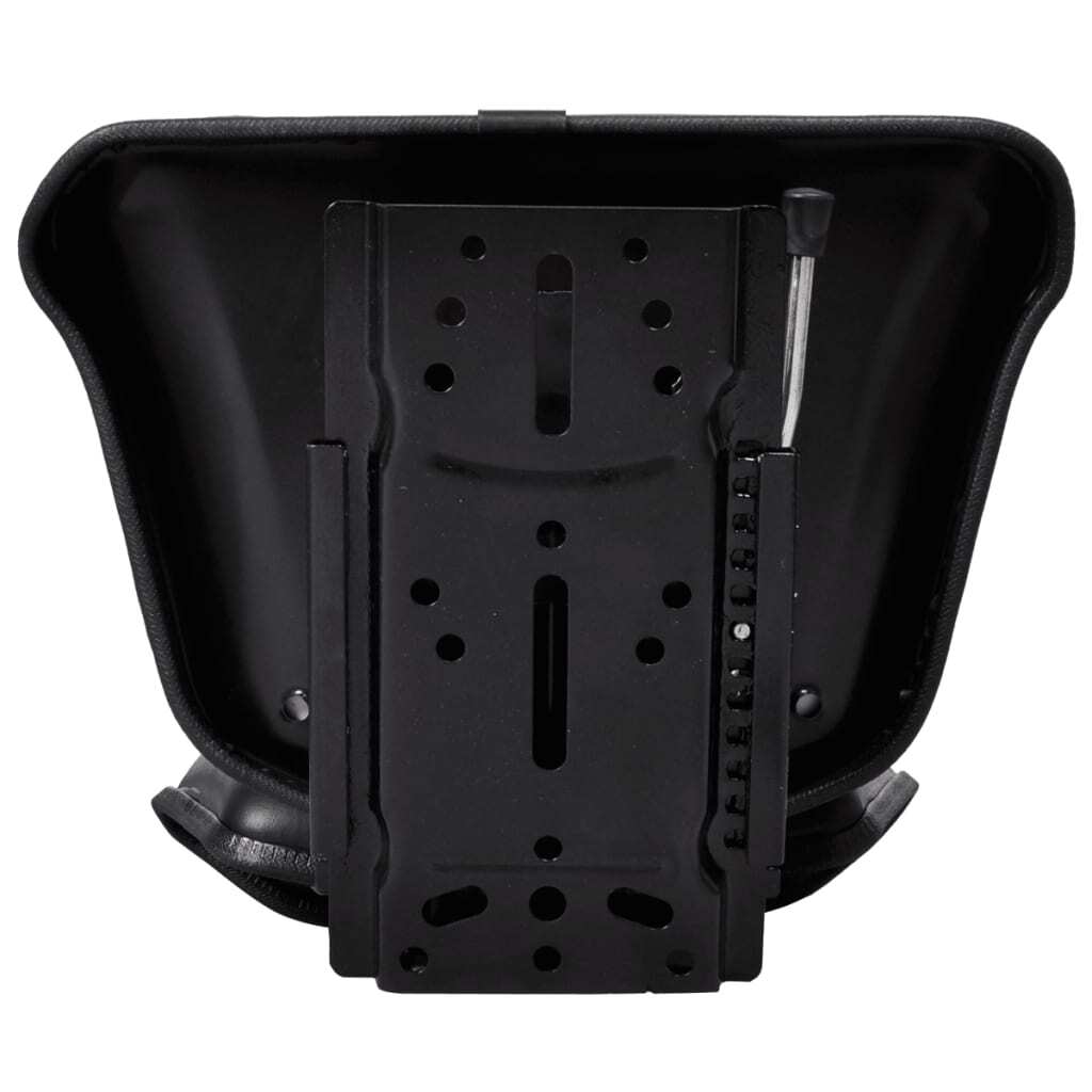Tractor Seat with Backrest Black Padded Waterproof Adjustable Sliding Track