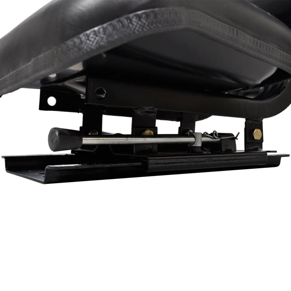 Tractor Seat with Backrest Black Padded Waterproof Adjustable Sliding Track