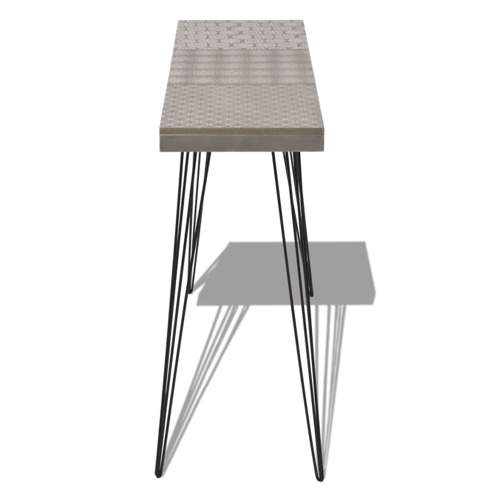 Grey Retro Console Table Sturdy MDF Sideboard Entryway Hallway Furniture 90cm