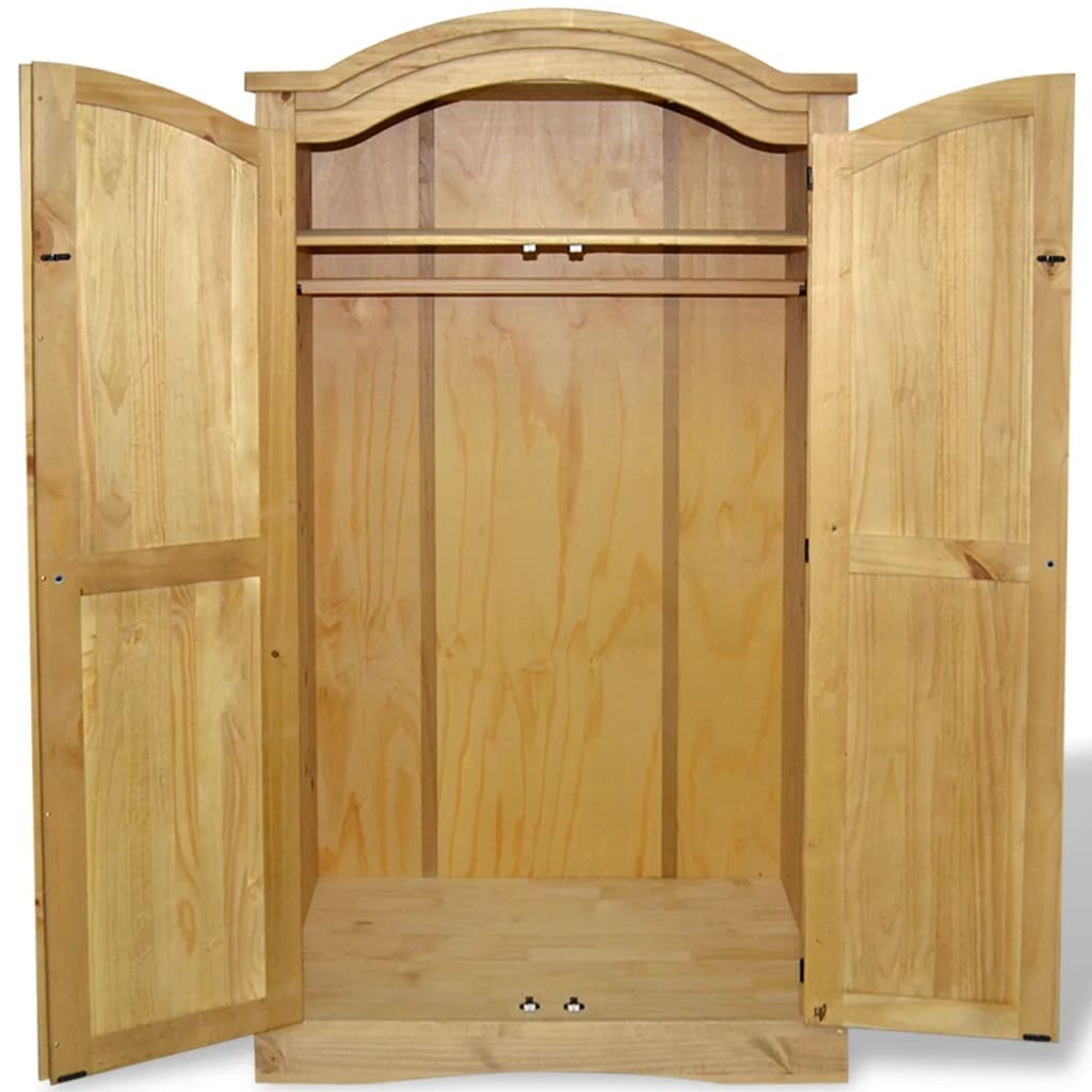 Wardrobe Corona Range 2 Door Solid Pine Bedroom Storage Closet Mexican Pine