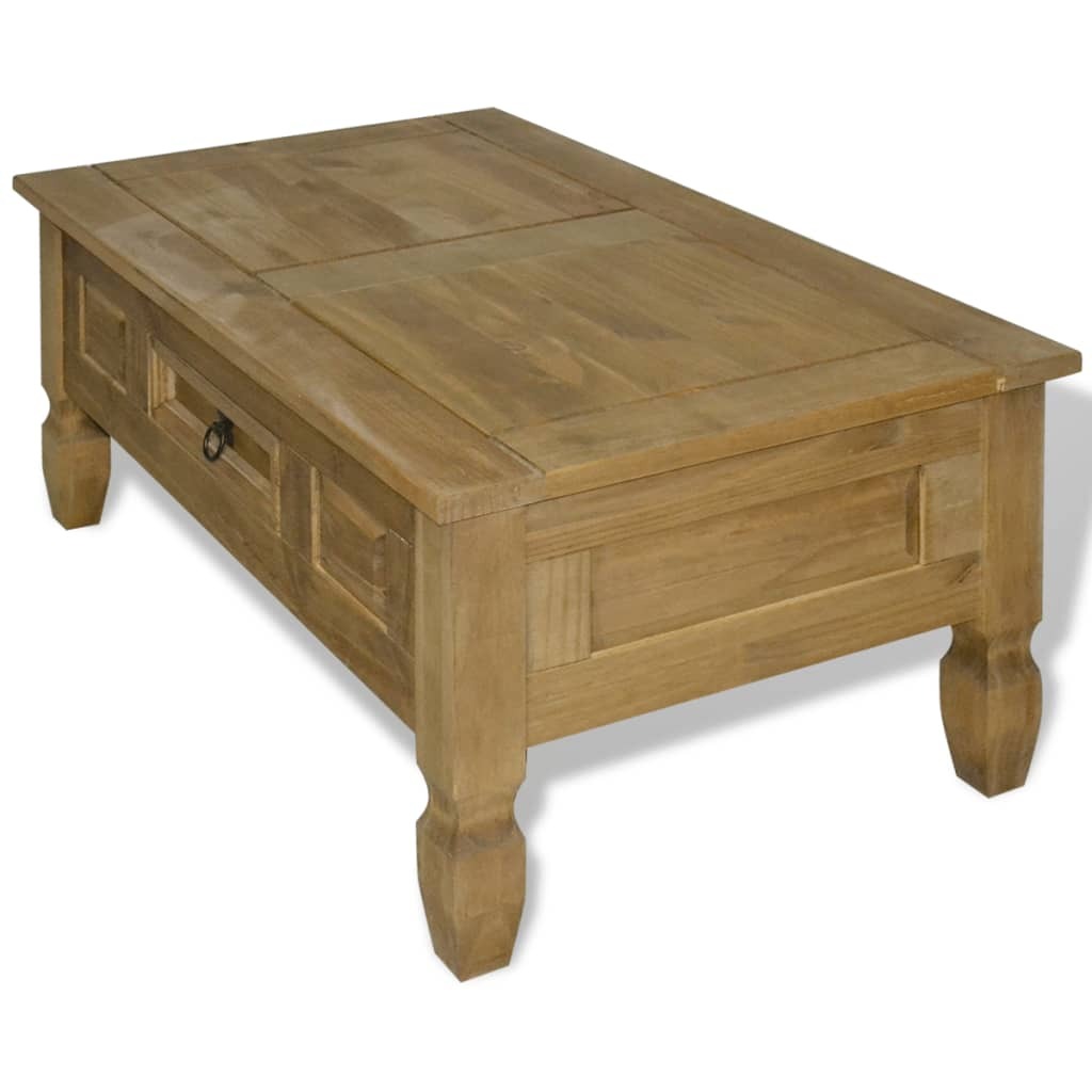 Corona Mexican Pine Coffee Table Solid Wood Rustic Drawer Living Room 100cm