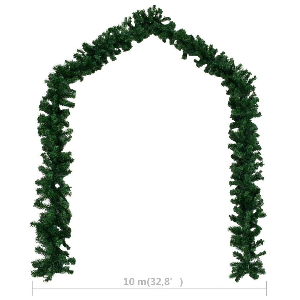 Green PVC Christmas Garland 10m Waterproof Xmas Decoration Indoor Outdoor