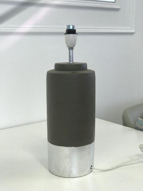 Zane Concrete Table Lamp Base 42cm Silver Trim Contemporary Decorative Accent
