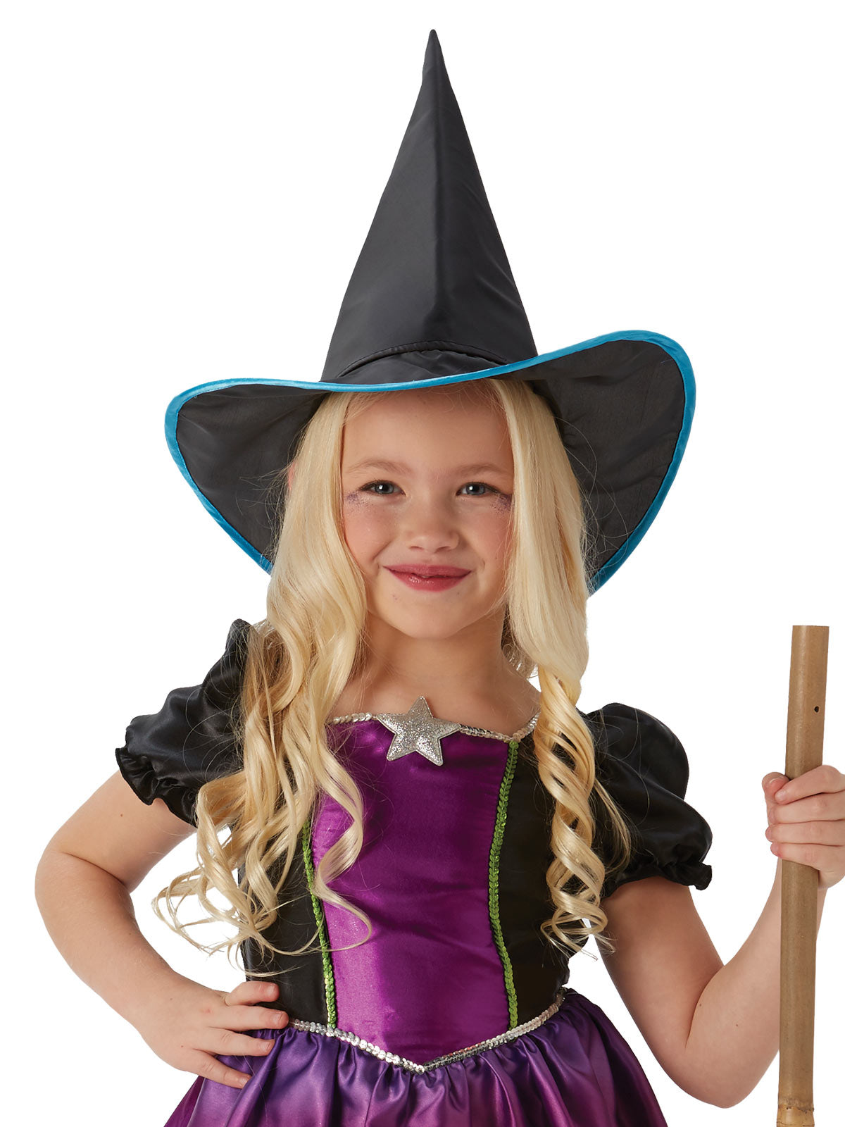 Ombre Witch Costume with Printed Dress and Hat for Halloween or Book Day