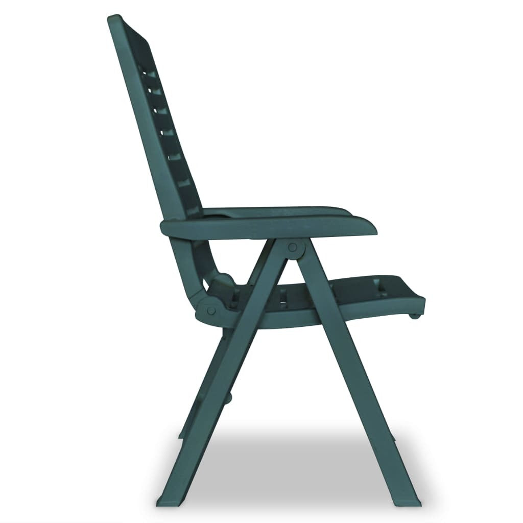 Plastic Reclining Garden Chairs 4 pcs Green Weather Resistant Patio